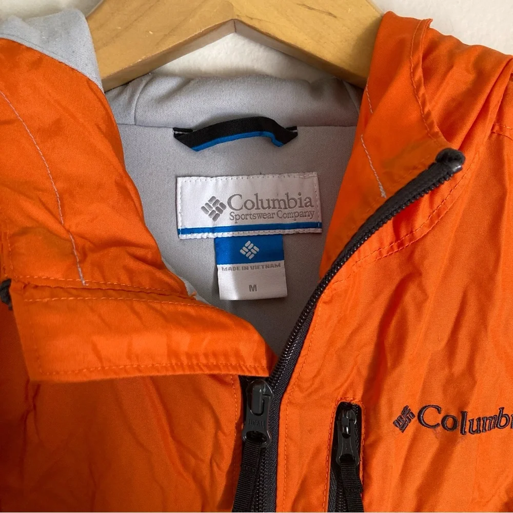 Columbia Kids Orange Hooded Windbreaker with Chest Zip